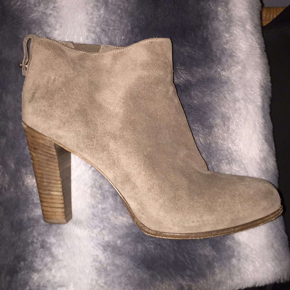 Sartore Gray Suede Booties with Wooden Heel- Sz 10